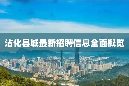 沾化县城最新招聘信息全面概览