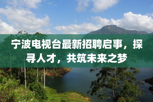 宁波电视台最新招聘启事，探寻人才，共筑未来之梦
