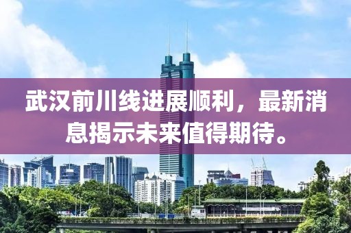 武汉前川线进展顺利，最新消息揭示未来值得期待。