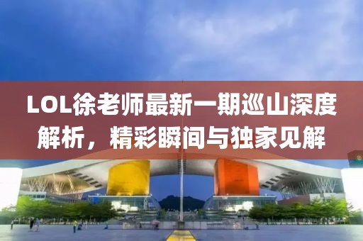LOL徐老师最新一期巡山深度解析，精彩瞬间与独家见解
