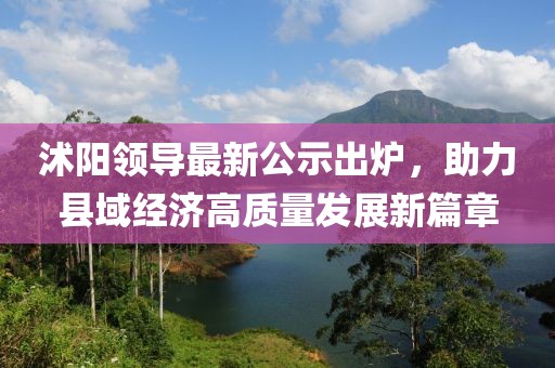 沭阳领导最新公示出炉，助力县域经济高质量发展新篇章