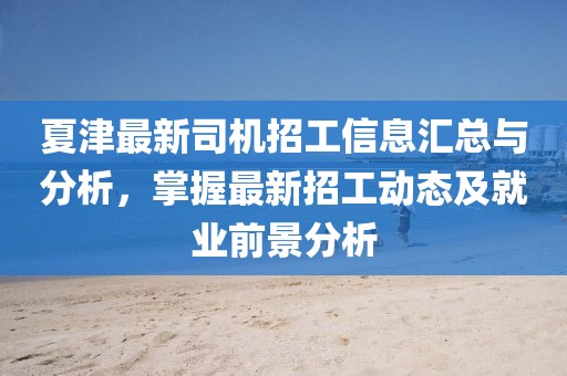 夏津最新司机招工信息汇总与分析，掌握最新招工动态及就业前景分析