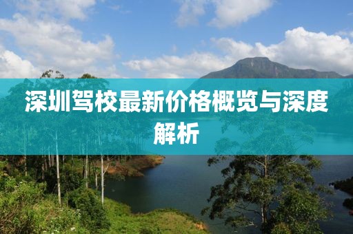 深圳驾校最新价格概览与深度解析