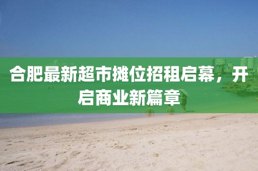 合肥最新超市摊位招租启幕，开启商业新篇章
