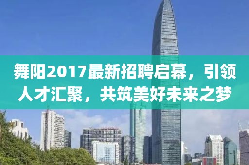 舞阳2017最新招聘启幕，引领人才汇聚，共筑美好未来之梦