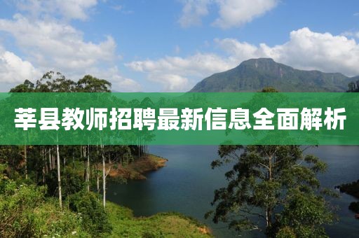 莘县教师招聘最新信息全面解析