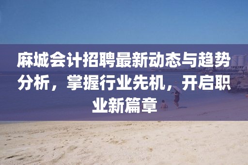 麻城会计招聘最新动态与趋势分析，掌握行业先机，开启职业新篇章