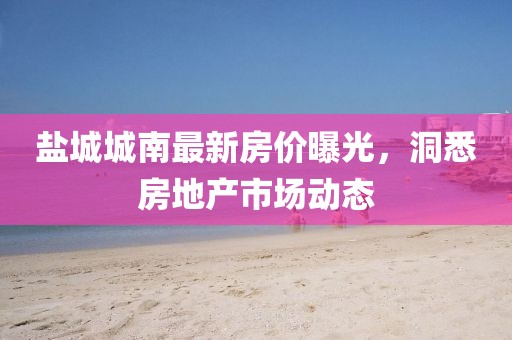 盐城城南最新房价曝光，洞悉房地产市场动态