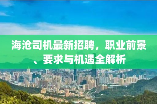 海沧司机最新招聘，职业前景、要求与机遇全解析