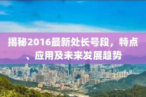 揭秘2016最新处长号段，特点、应用及未来发展趋势