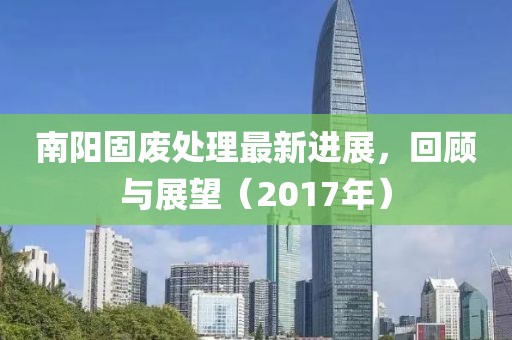 南阳固废处理最新进展，回顾与展望（2017年）