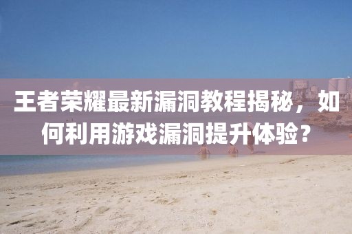 王者荣耀最新漏洞教程揭秘，如何利用游戏漏洞提升体验？