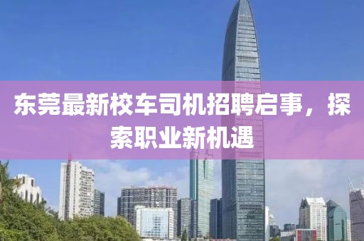 东莞最新校车司机招聘启事，探索职业新机遇