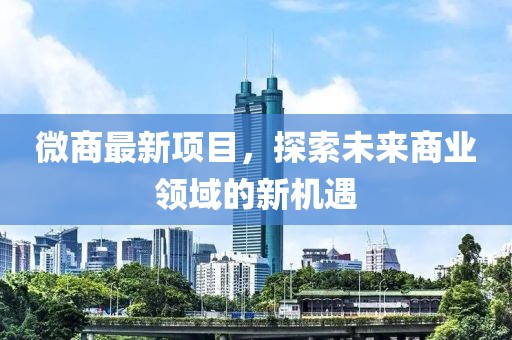 微商最新项目，探索未来商业领域的新机遇