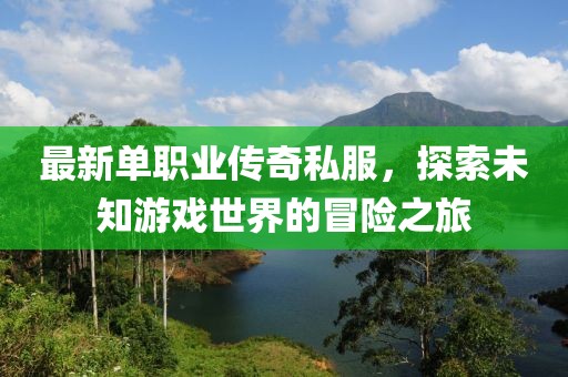 最新单职业传奇私服，探索未知游戏世界的冒险之旅