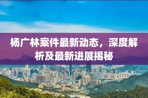 杨广林案件最新动态，深度解析及最新进展揭秘