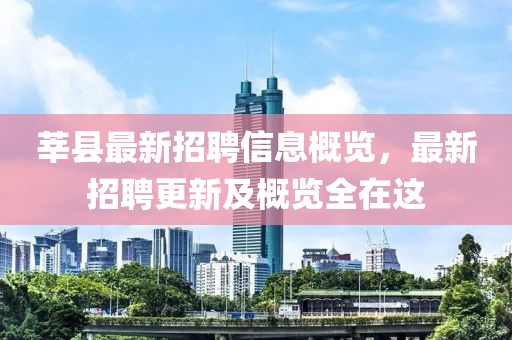 莘县最新招聘信息概览，最新招聘更新及概览全在这