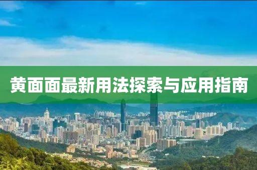 黄面面最新用法探索与应用指南