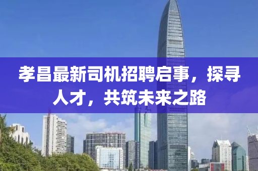 孝昌最新司机招聘启事，探寻人才，共筑未来之路