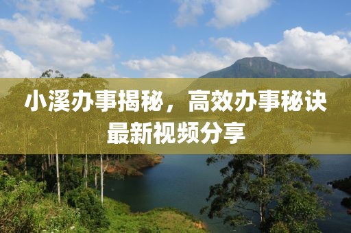 小溪办事揭秘，高效办事秘诀最新视频分享