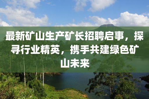 最新矿山生产矿长招聘启事，探寻行业精英，携手共建绿色矿山未来