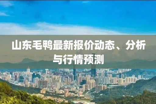 山东毛鸭最新报价动态、分析与行情预测