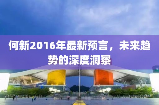 何新2016年最新预言，未来趋势的深度洞察