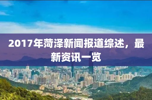 2017年菏泽新闻报道综述，最新资讯一览