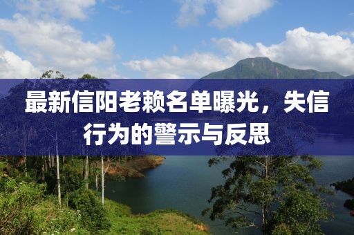 最新信阳老赖名单曝光，失信行为的警示与反思