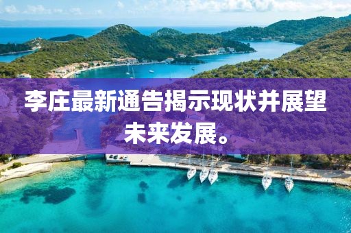 李庄最新通告揭示现状并展望未来发展。