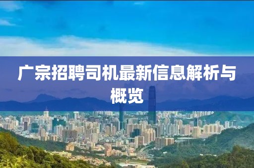 广宗招聘司机最新信息解析与概览