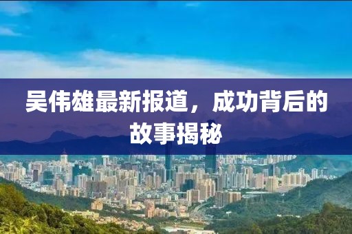 吴伟雄最新报道，成功背后的故事揭秘