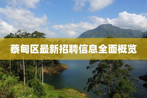 蔡甸区最新招聘信息全面概览