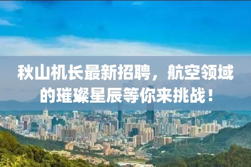秋山机长最新招聘，航空领域的璀璨星辰等你来挑战！