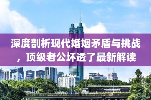 深度剖析现代婚姻矛盾与挑战，顶级老公坏透了最新解读
