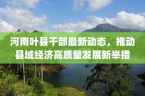 河南叶县干部最新动态，推动县域经济高质量发展新举措