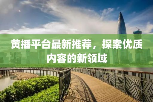 黄播平台最新推荐，探索优质内容的新领域