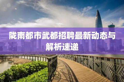 陇南都市武都招聘最新动态与解析速递