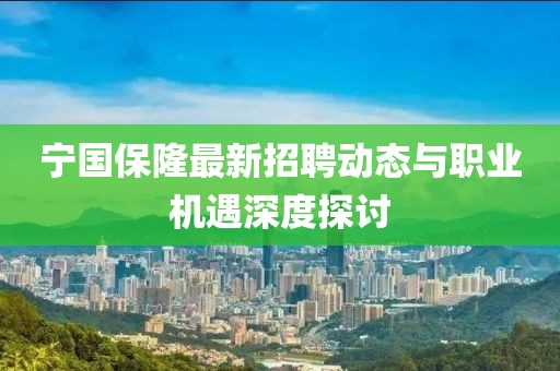 宁国保隆最新招聘动态与职业机遇深度探讨