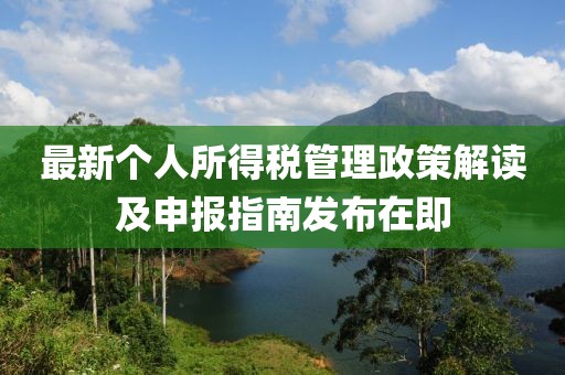 最新个人所得税管理政策解读及申报指南发布在即