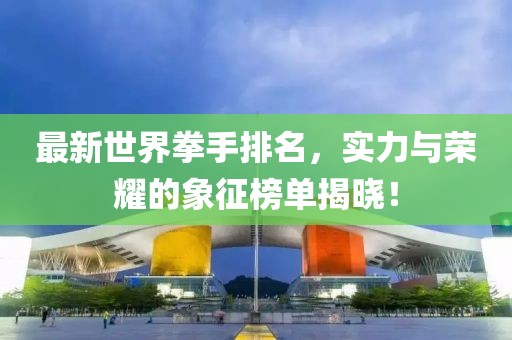 最新世界拳手排名，实力与荣耀的象征榜单揭晓！