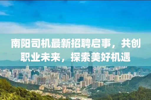 南阳司机最新招聘启事，共创职业未来，探索美好机遇