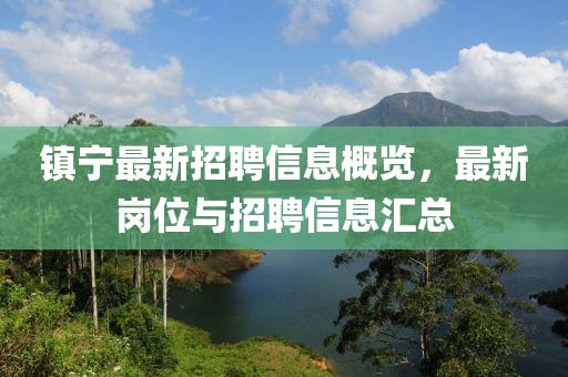 镇宁最新招聘信息概览，最新岗位与招聘信息汇总