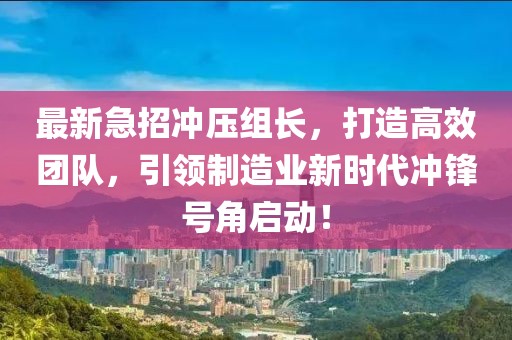最新急招冲压组长，打造高效团队，引领制造业新时代冲锋号角启动！