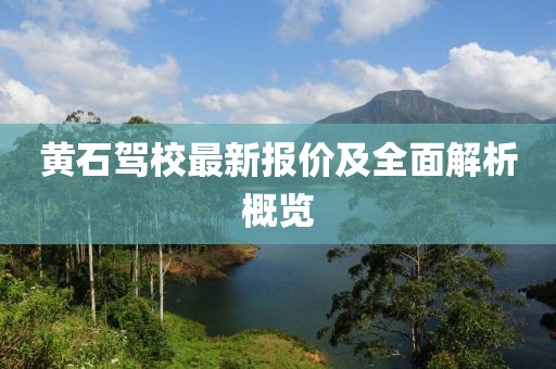 黄石驾校最新报价及全面解析概览
