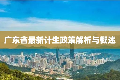 广东省最新计生政策解析与概述