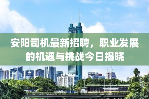 安阳司机最新招聘，职业发展的机遇与挑战今日揭晓
