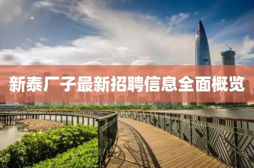 新泰厂子最新招聘信息全面概览