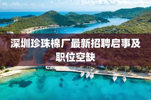 深圳珍珠棉厂最新招聘启事及职位空缺