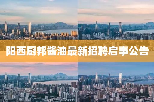 阳西厨邦酱油最新招聘启事公告